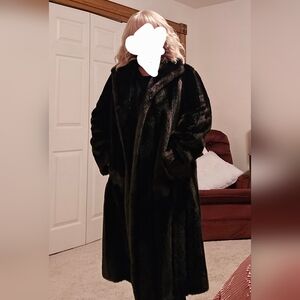 Vintage Tissavel Of FRANCE Luxurious Black Faux Fur Coat By Tissavel France